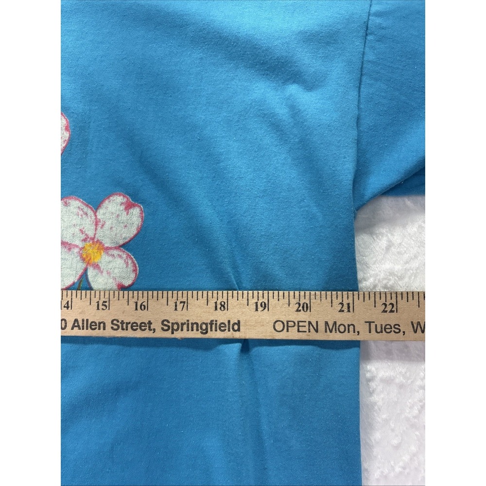 Vintage Bird Legs Shirt Womens XL Blue 90's USA Made Floral Raised Print - Picture 6 of 7